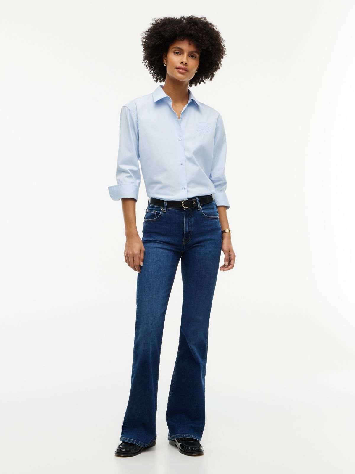 Luna Mid Rise Flared Jeans — Blue