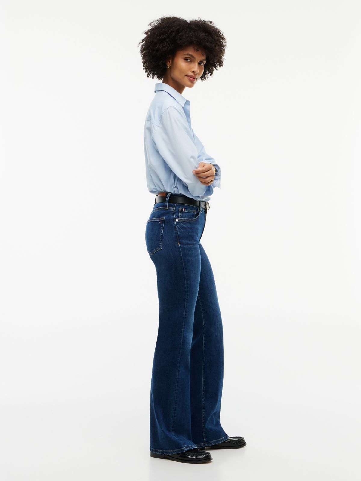 Luna Mid Rise Flared Jeans — Blue