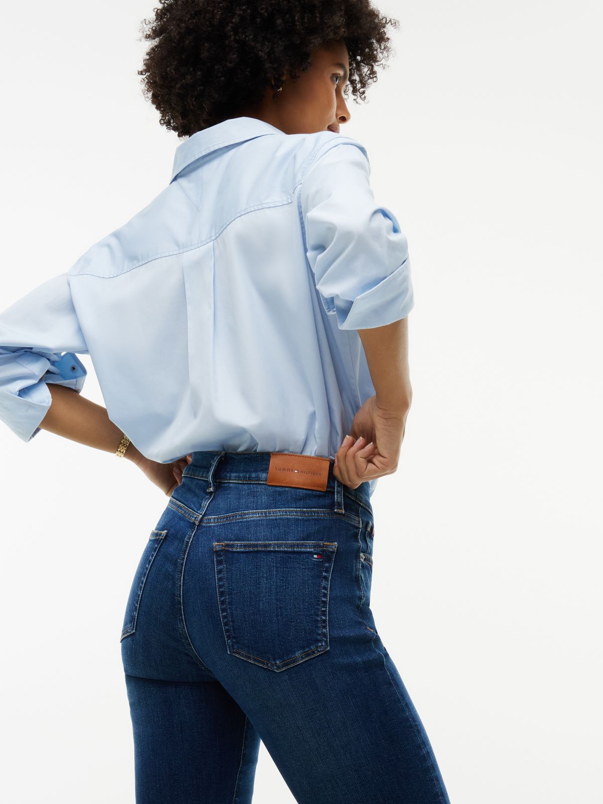 Luna Mid Rise Flared Jeans — Blue