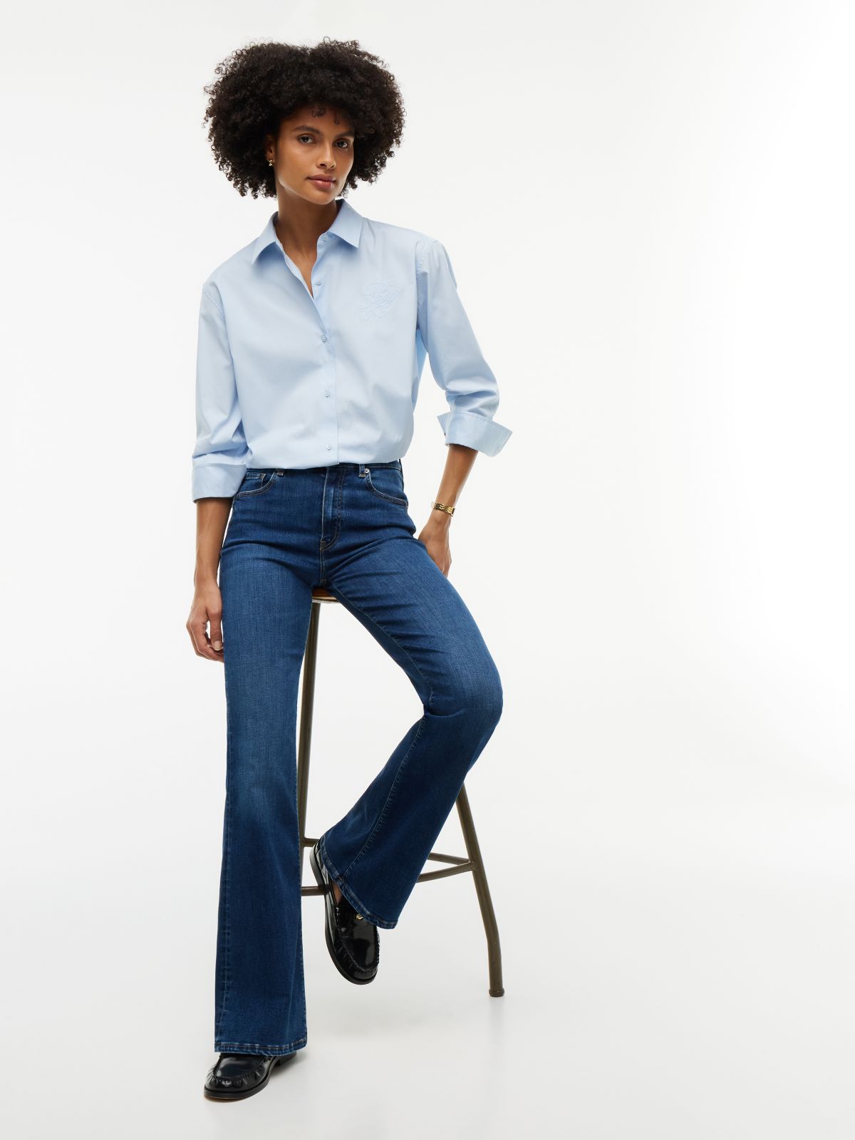 Luna Mid Rise Flared Jeans — Blue