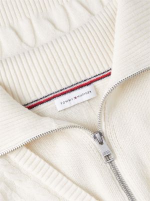 yellow pure wool oversized quarter-zip jumper for women tommy hilfiger