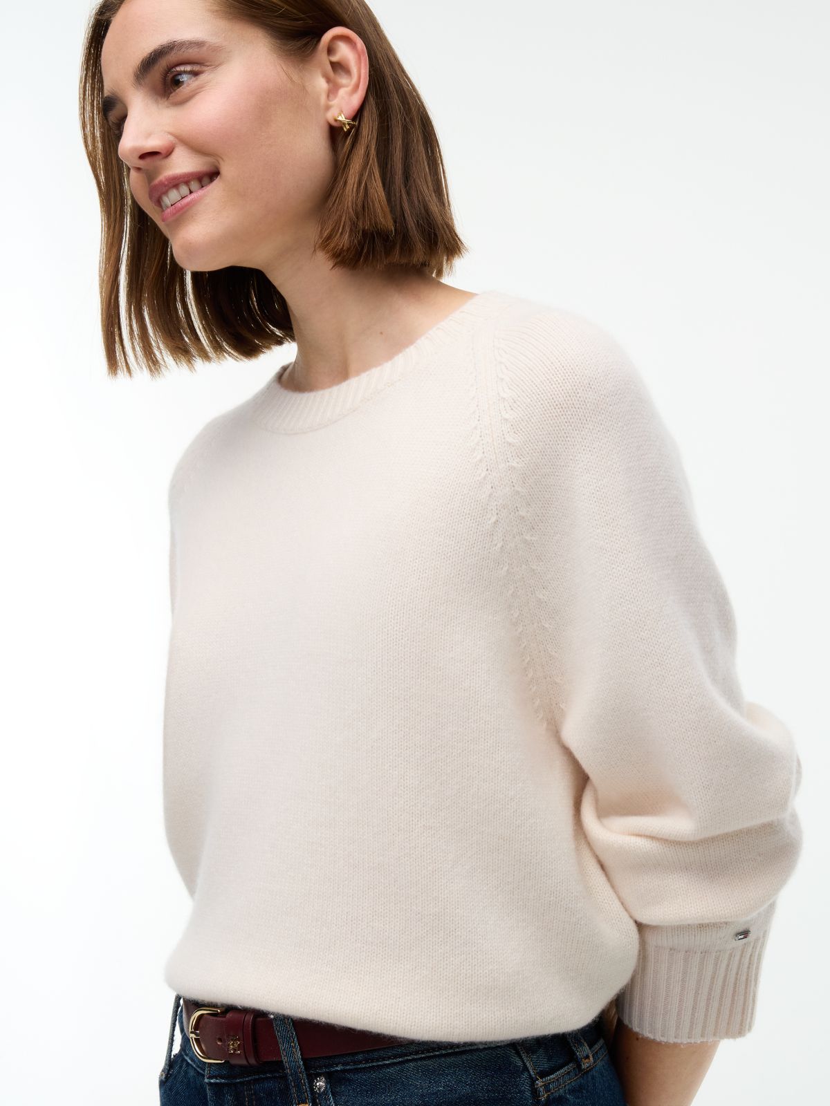 Wool Blend Relaxed Jumper With Cashmere — Yellow