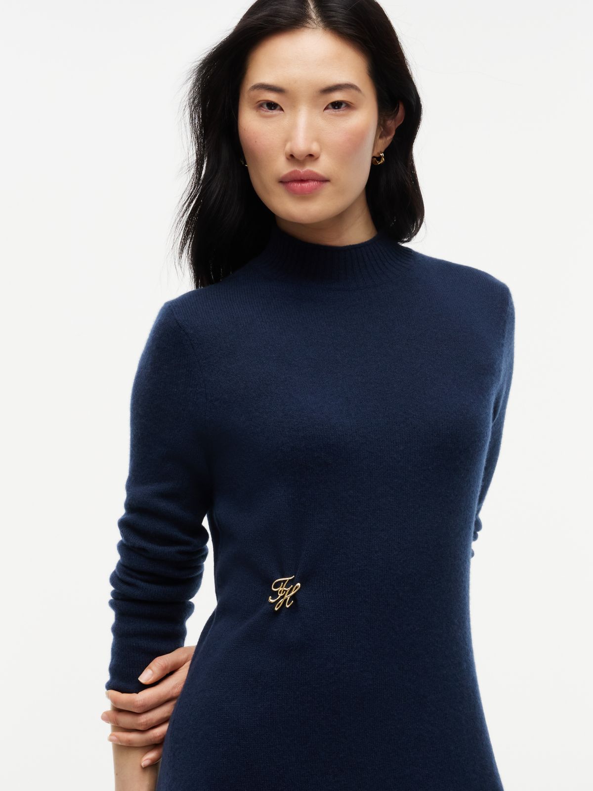 Logo Hardware Pure Wool Relaxed Dress — Blue