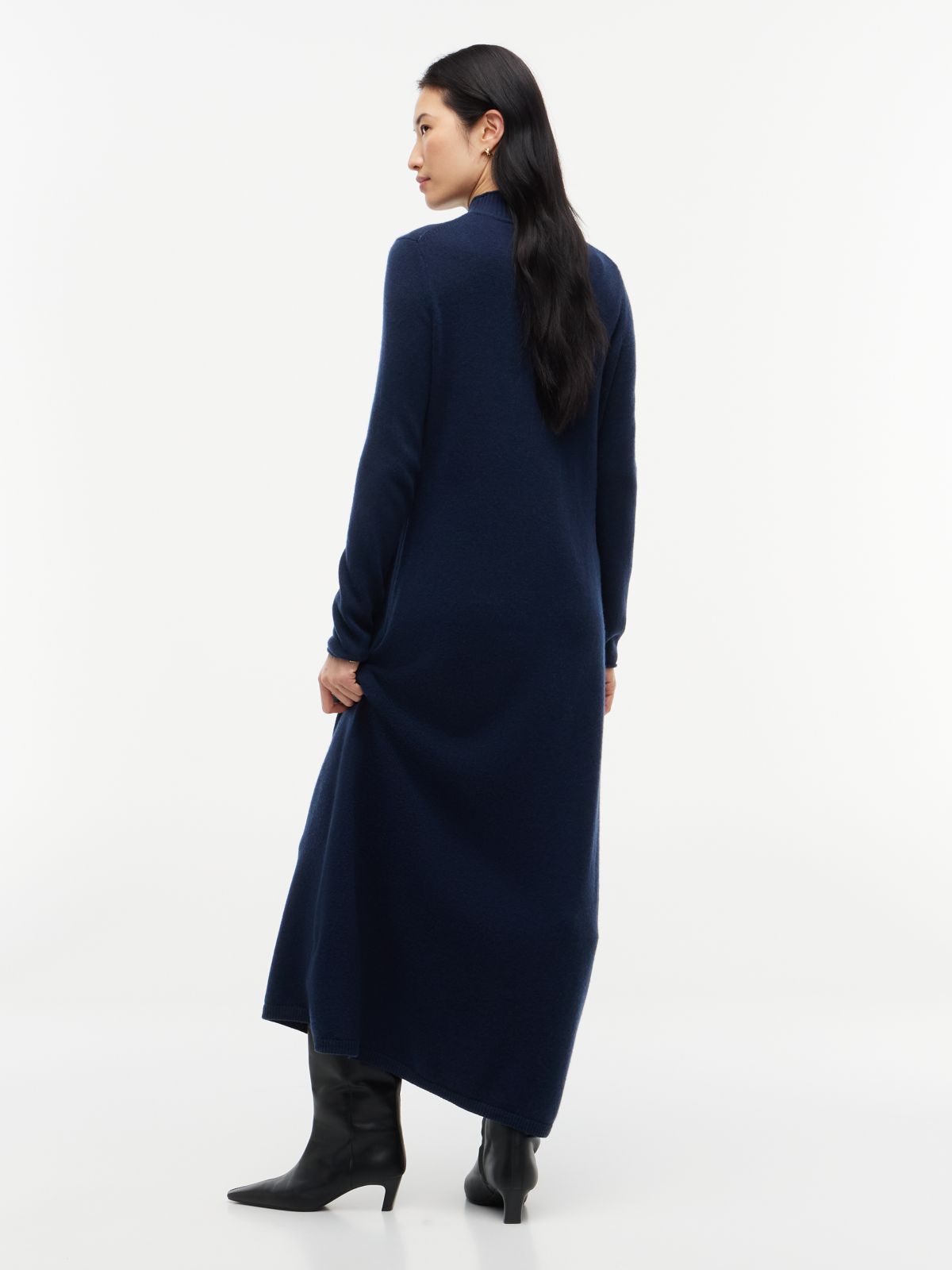 Logo Hardware Pure Wool Relaxed Dress — Blue