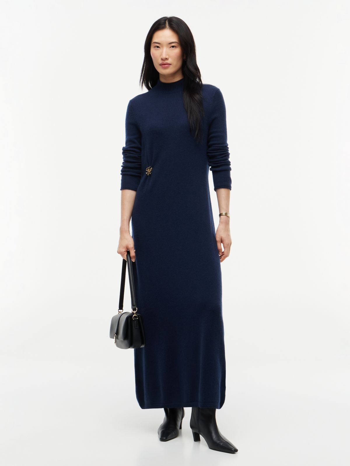 Logo Hardware Pure Wool Relaxed Dress — Blue