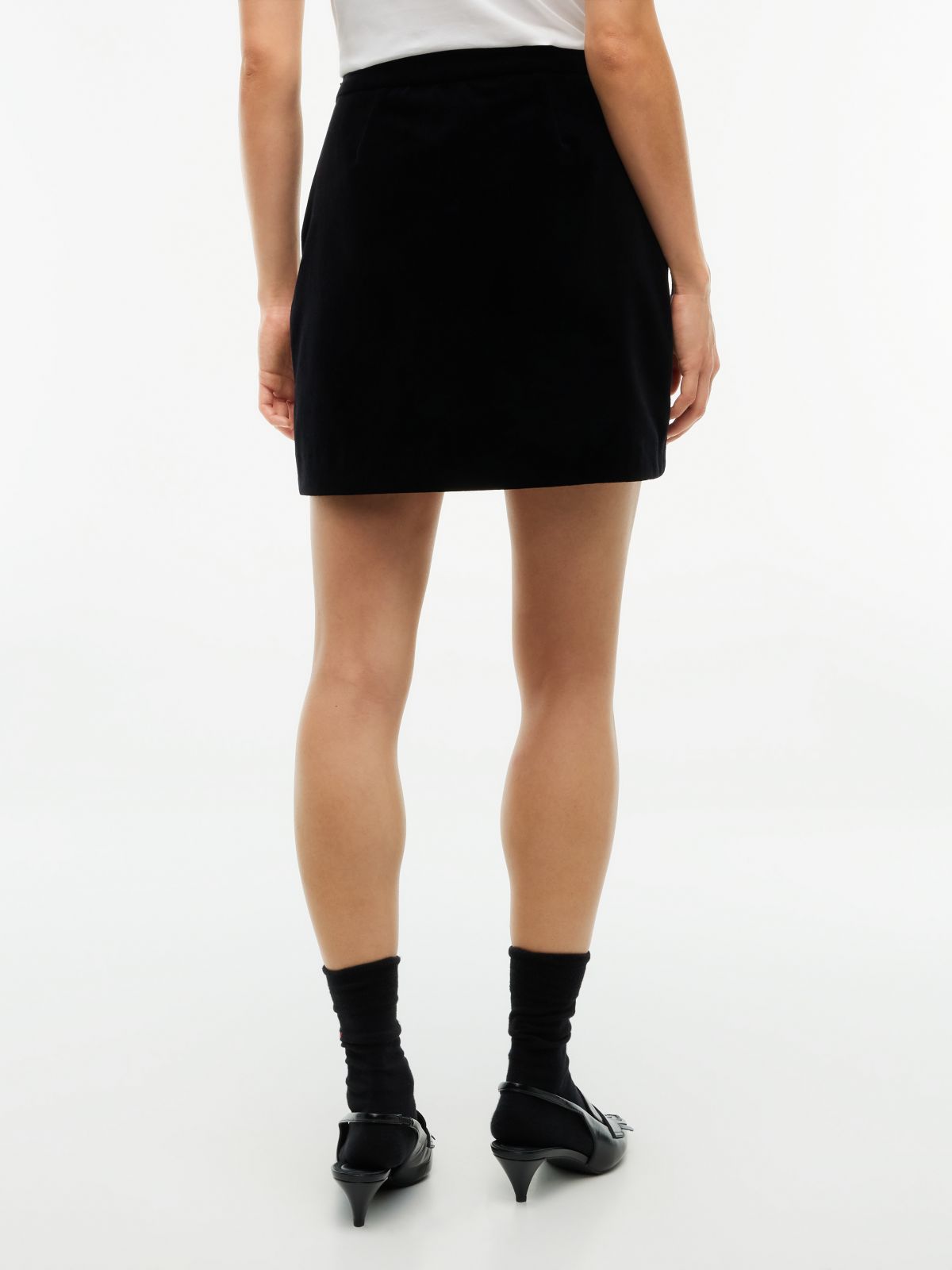 Festive Velvet Mini Skirt — Black