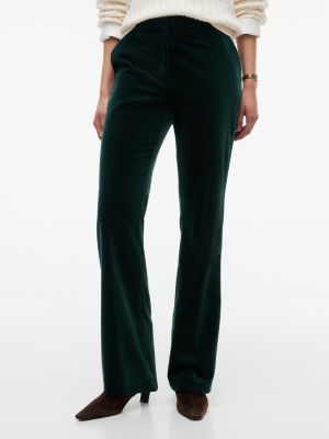 green slim bootcut velvet trousers for women tommy hilfiger