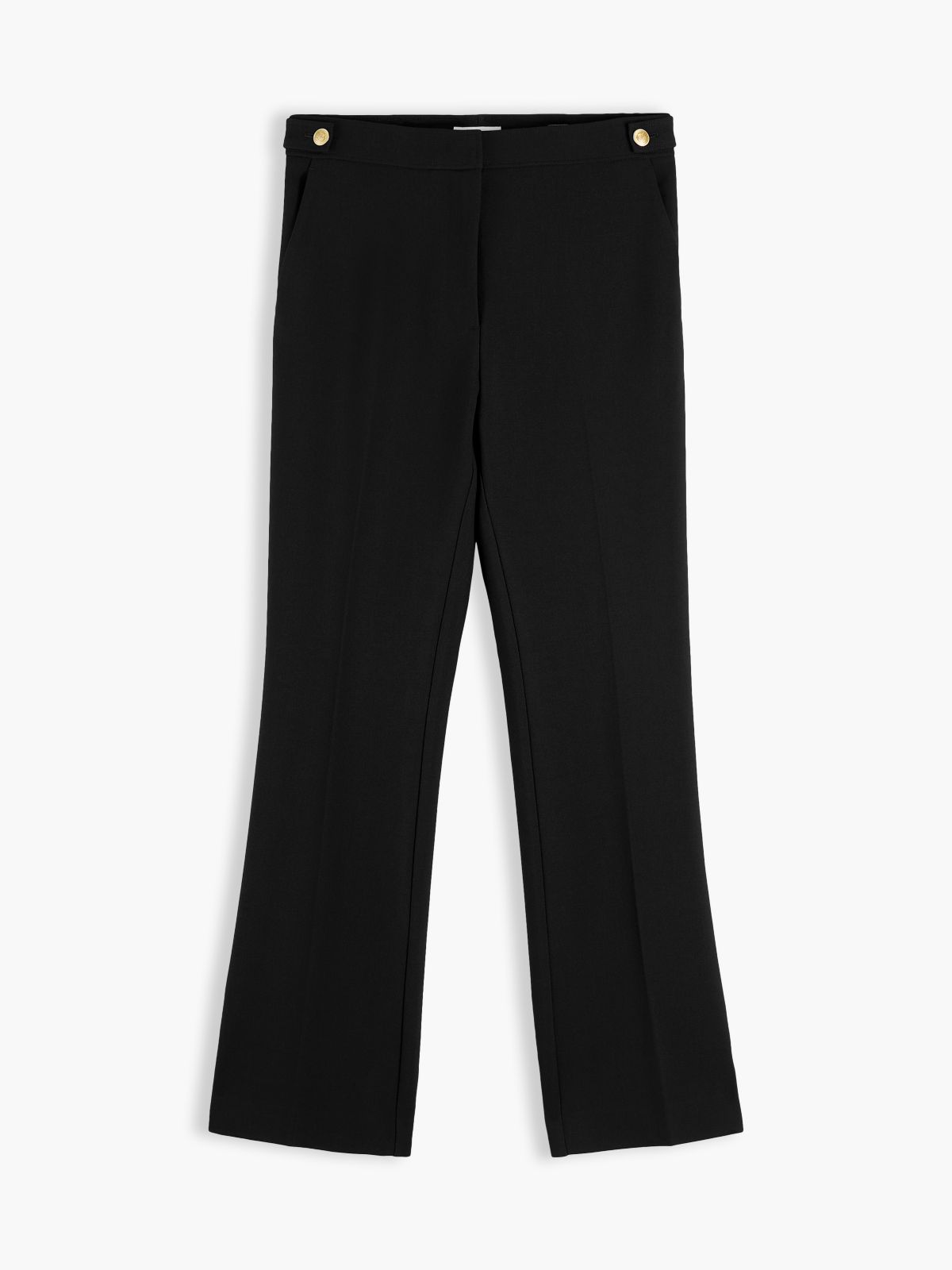 Gold-Tone Button Slim Bootcut Trousers — Black