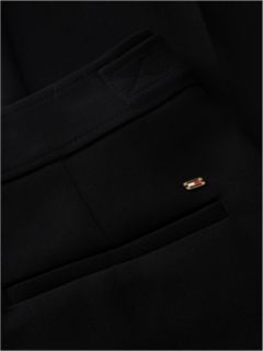 Gold-Tone Button Slim Bootcut Trousers — Black 6