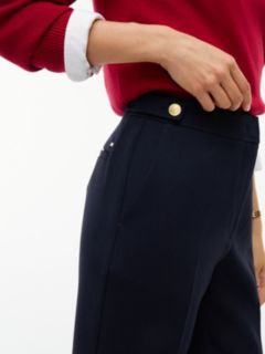 Gold-Tone Button Slim Bootcut Trousers — Blue 3