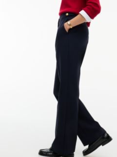 Gold-Tone Button Slim Bootcut Trousers — Blue 4