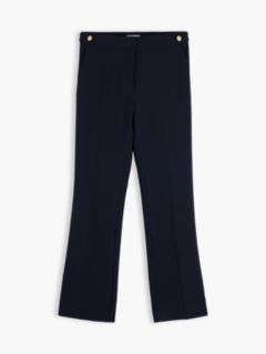 Gold-Tone Button Slim Bootcut Trousers — Blue 6
