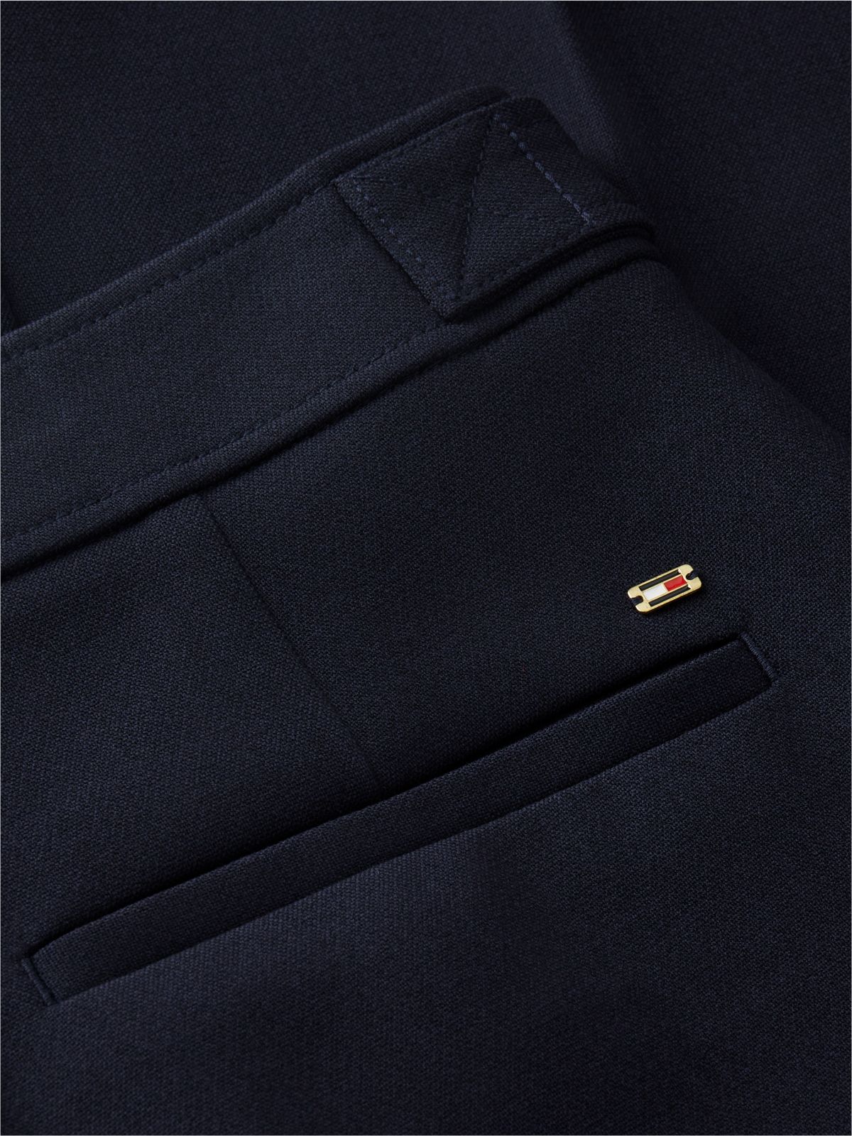 Gold-Tone Button Slim Bootcut Trousers — Blue