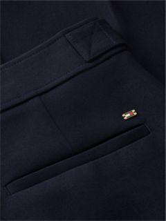 Gold-Tone Button Slim Bootcut Trousers — Blue 7