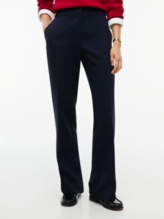 Gold-Tone Button Slim Bootcut Trousers — Blue 1