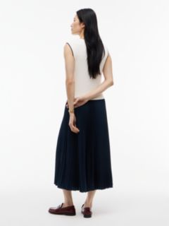 Cable Knit Pleated Sleeveless Flare Dress — Black 4