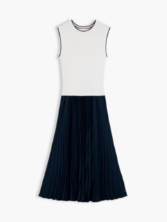 Cable Knit Pleated Sleeveless Flare Dress — Black 5