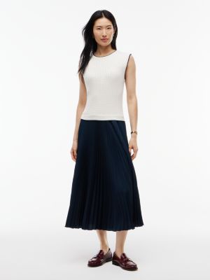 vestito a campana plissettato senza maniche black da donne tommy hilfiger