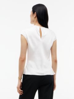 Twist Front Satin Cap Sleeve Top — White 4