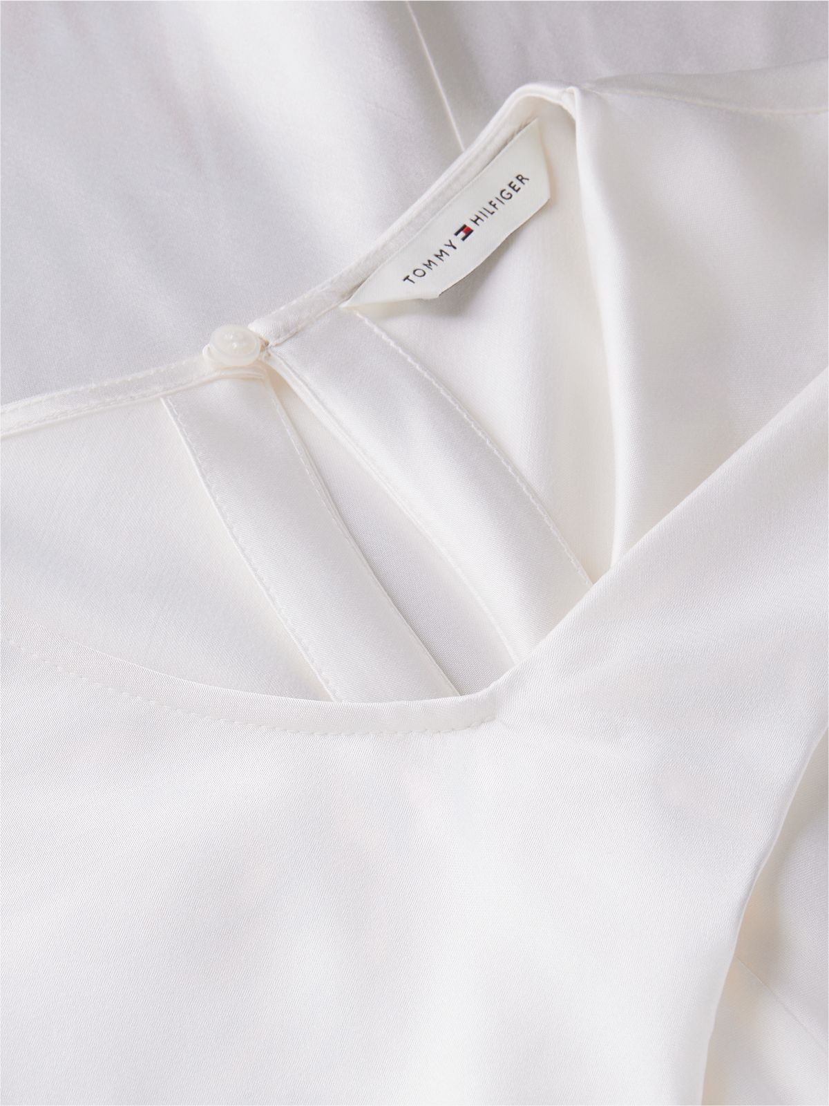 Twist Front Satin Cap Sleeve Top — White