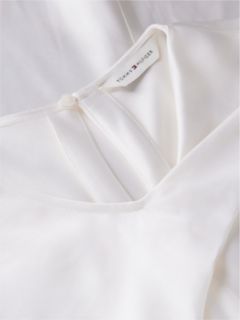 Twist Front Satin Cap Sleeve Top — White 6