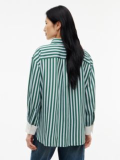 Relaxed Fit Stripe Double Cuff Shirt — Blue 4