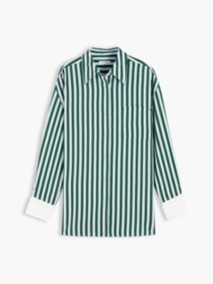 Relaxed Fit Stripe Double Cuff Shirt — Blue 5