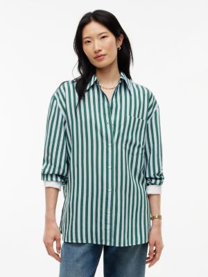 camisa de rayas amplia con puño francés blue de mujeres tommy hilfiger