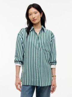 Relaxed Fit Stripe Double Cuff Shirt — Blue 1