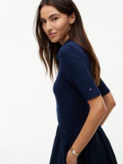 Midi Fit And Flare Polo Dress — Blue 2