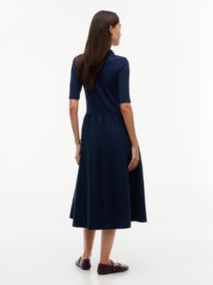 Midi Fit And Flare Polo Dress — Blue 4