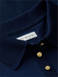 Midi Fit And Flare Polo Dress — Blue 6