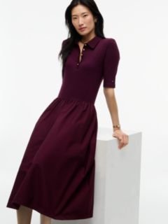 Midi Fit And Flare Polo Dress — Red 3