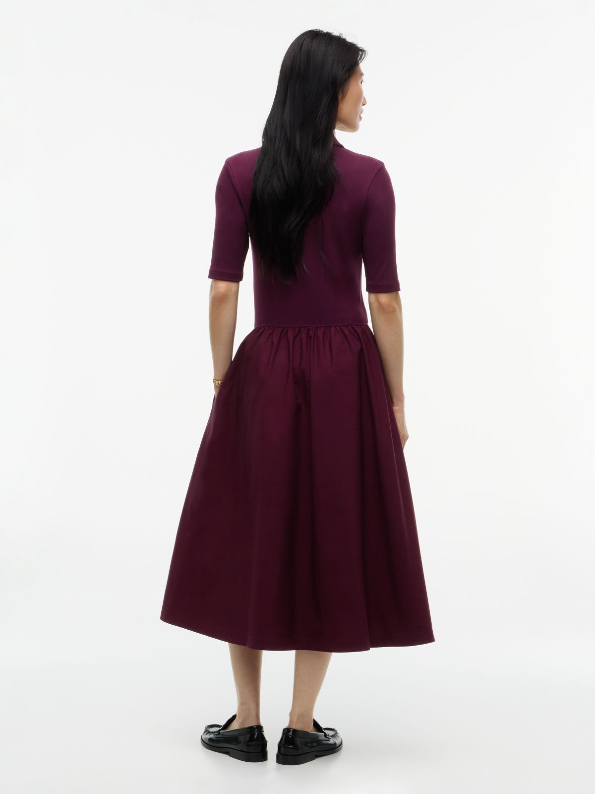 Midi Fit And Flare Polo Dress — Red
