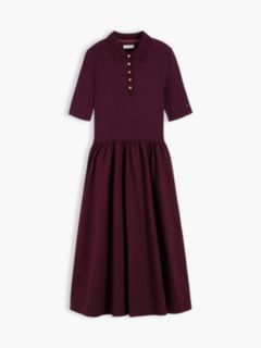 Midi Fit And Flare Polo Dress — Red 5