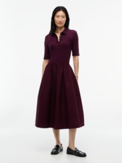 Midi Fit And Flare Polo Dress — Red 1