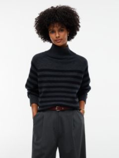 Cashmere Blend Relaxed Mock Neck Jumper — Black 1