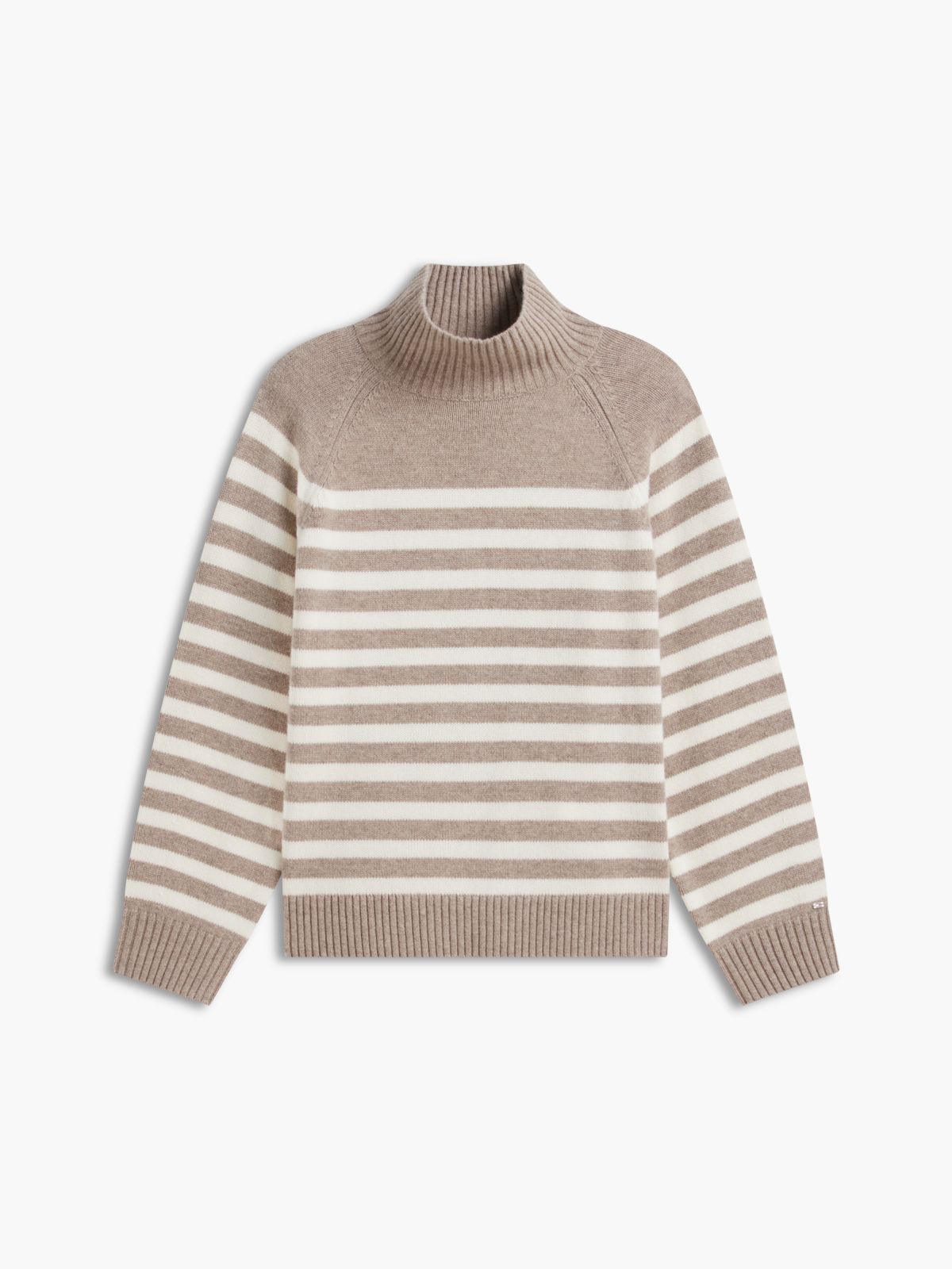 Cashmere Blend Relaxed Mock Neck Jumper — Brown