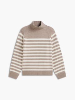 Cashmere Blend Relaxed Mock Neck Jumper — Brown 5