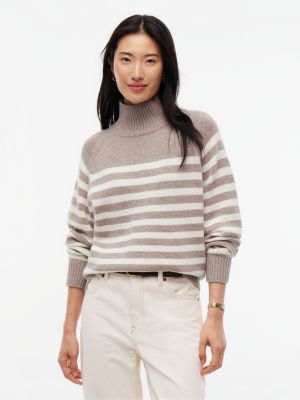 brown cashmere blend relaxed mock neck jumper for women tommy hilfiger