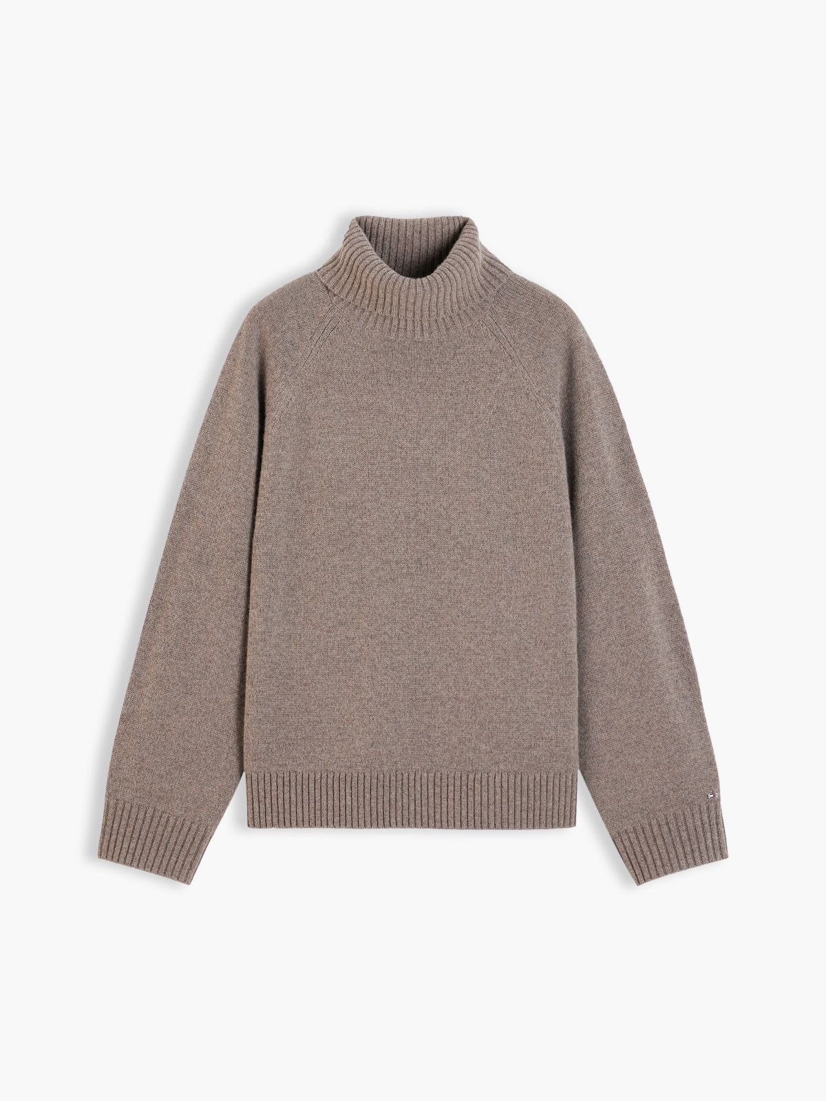 Cashmere Blend Relaxed Mock Neck Jumper — Brown