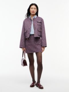 Gold-Tone Button Wool Blend Mini Skirt — Blue 2