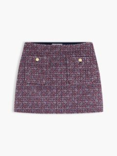 Gold-Tone Button Wool Blend Mini Skirt — Blue 5