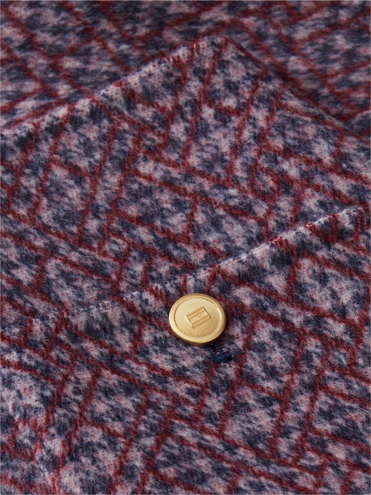 Gold-Tone Button Wool Blend Mini Skirt — Blue
