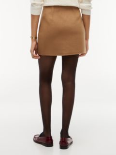 Gold-Tone Button Wool Blend Mini Skirt — Brown 4