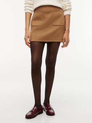 minigonna in misto lana con bottoni dorati brown da donne tommy hilfiger