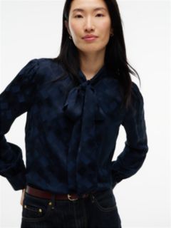 Regular Fit Tie Neck Jacquard Shirt — Blue 3