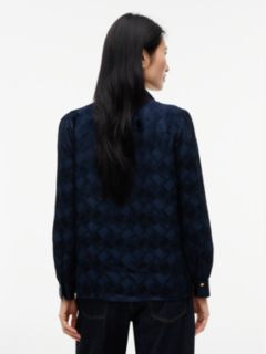 Regular Fit Tie Neck Jacquard Shirt — Blue 4