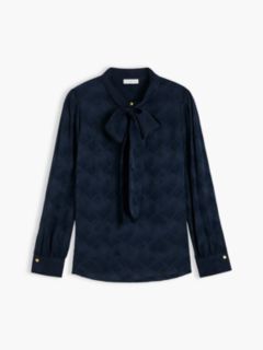 Regular Fit Tie Neck Jacquard Shirt — Blue 5