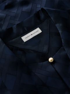 Regular Fit Tie Neck Jacquard Shirt — Blue 6